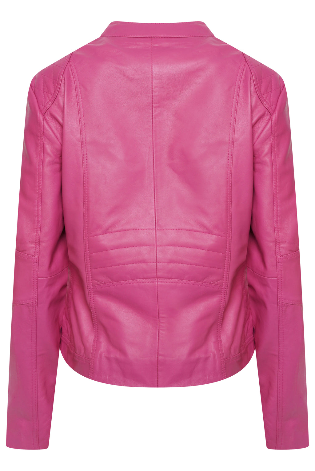Pelle D’annata Ladies Real Leather Biker Jacket in Magenta RRP £279