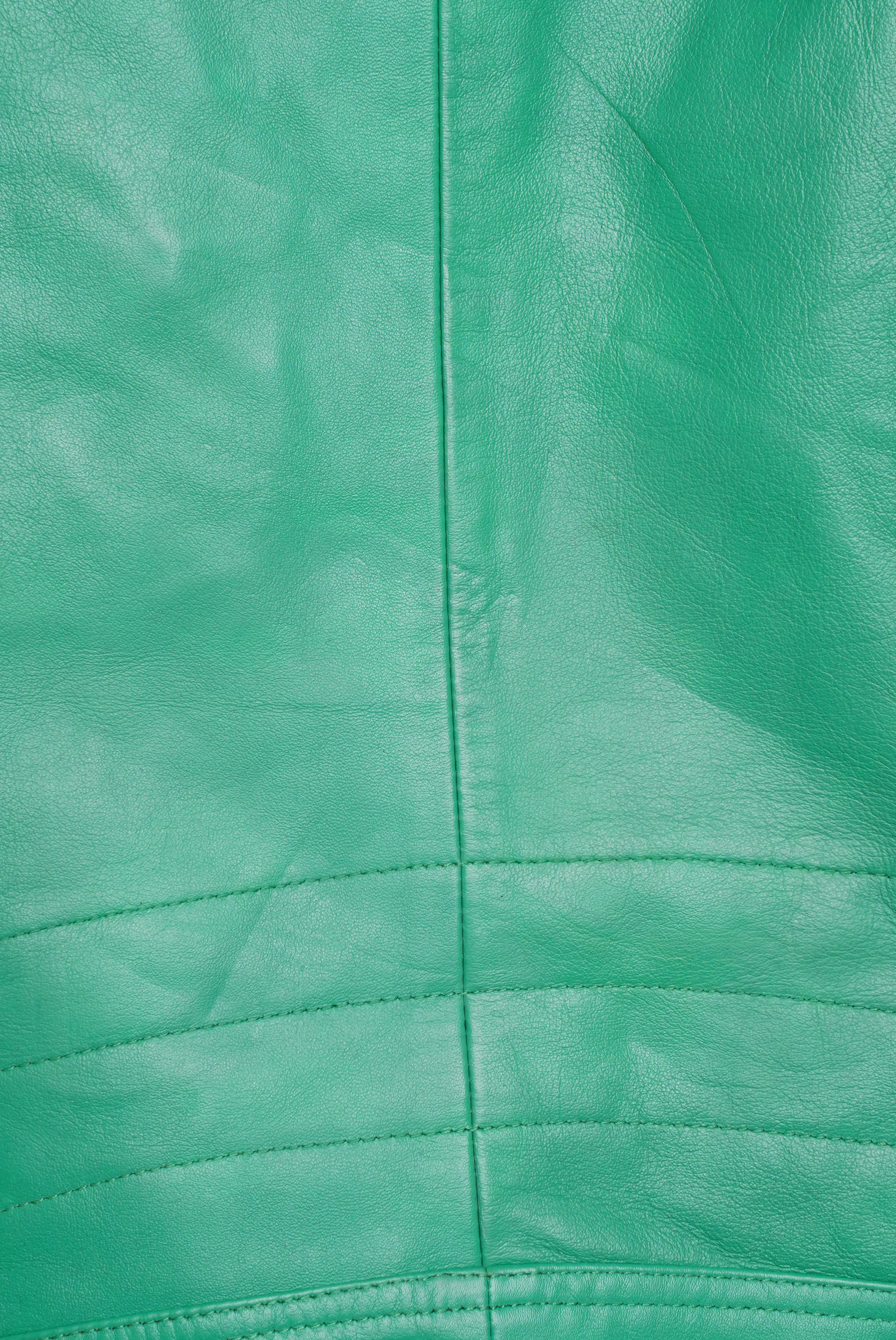 Pelle D’annata Ladies Real Leather Biker Jacket in Cool Green RRP £279