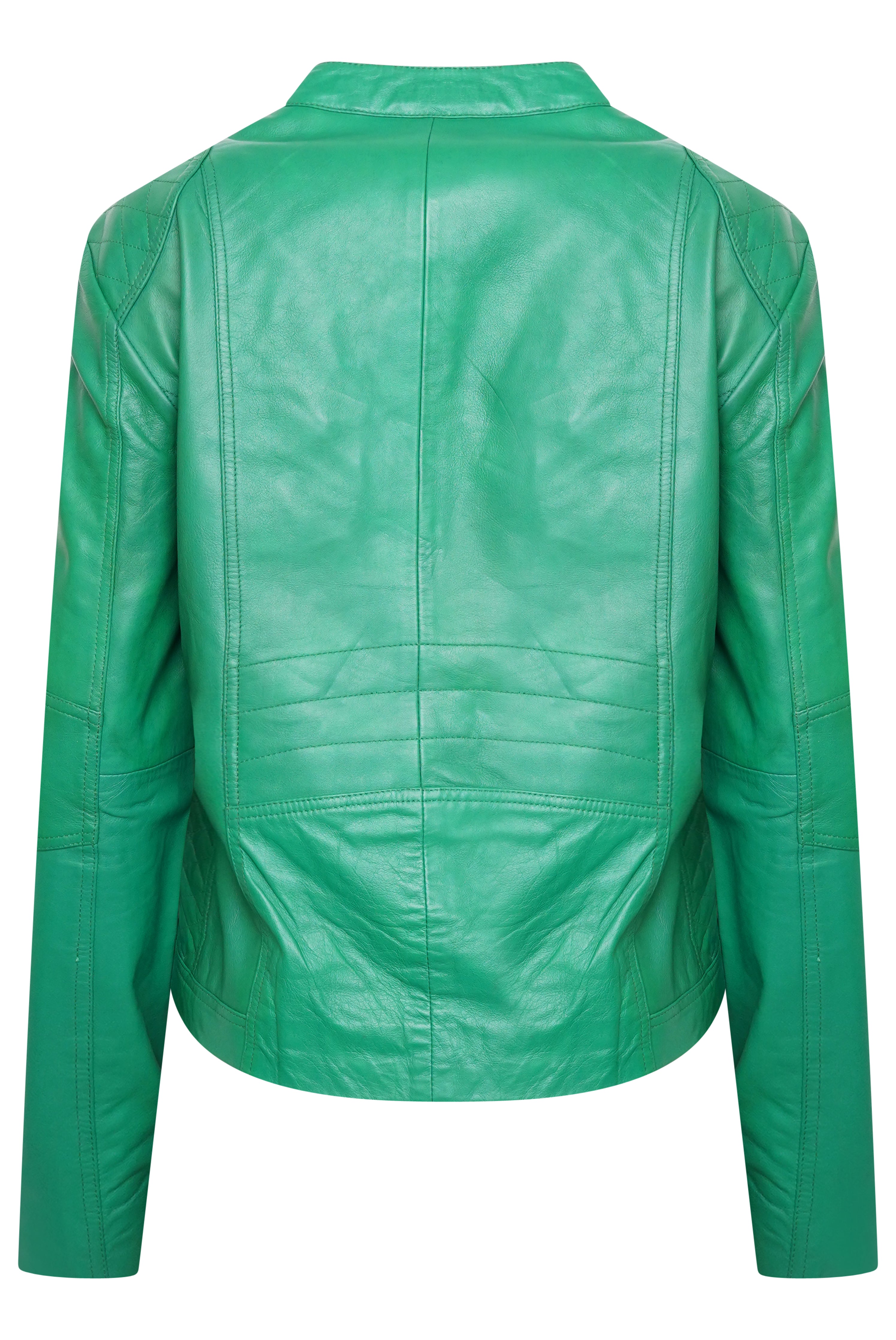 Pelle D’annata Ladies Real Leather Biker Jacket in Cool Green RRP £279
