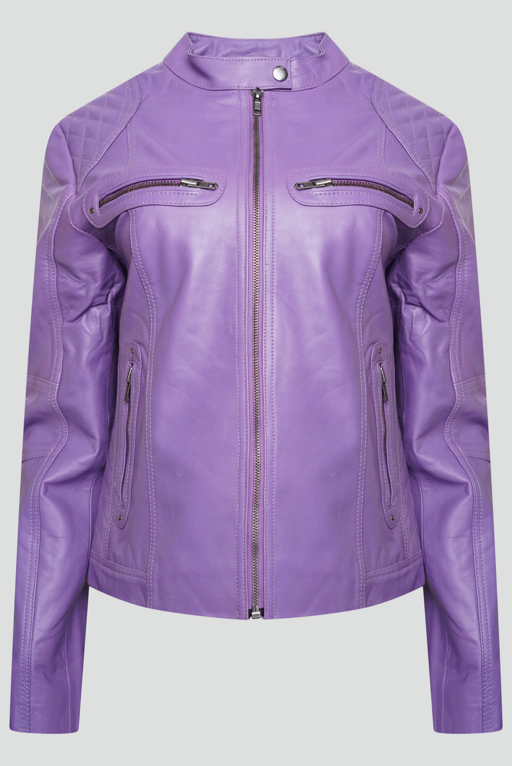 Pelle D’annata Ladies Real Leather Biker Jacket in Purple RRP £279