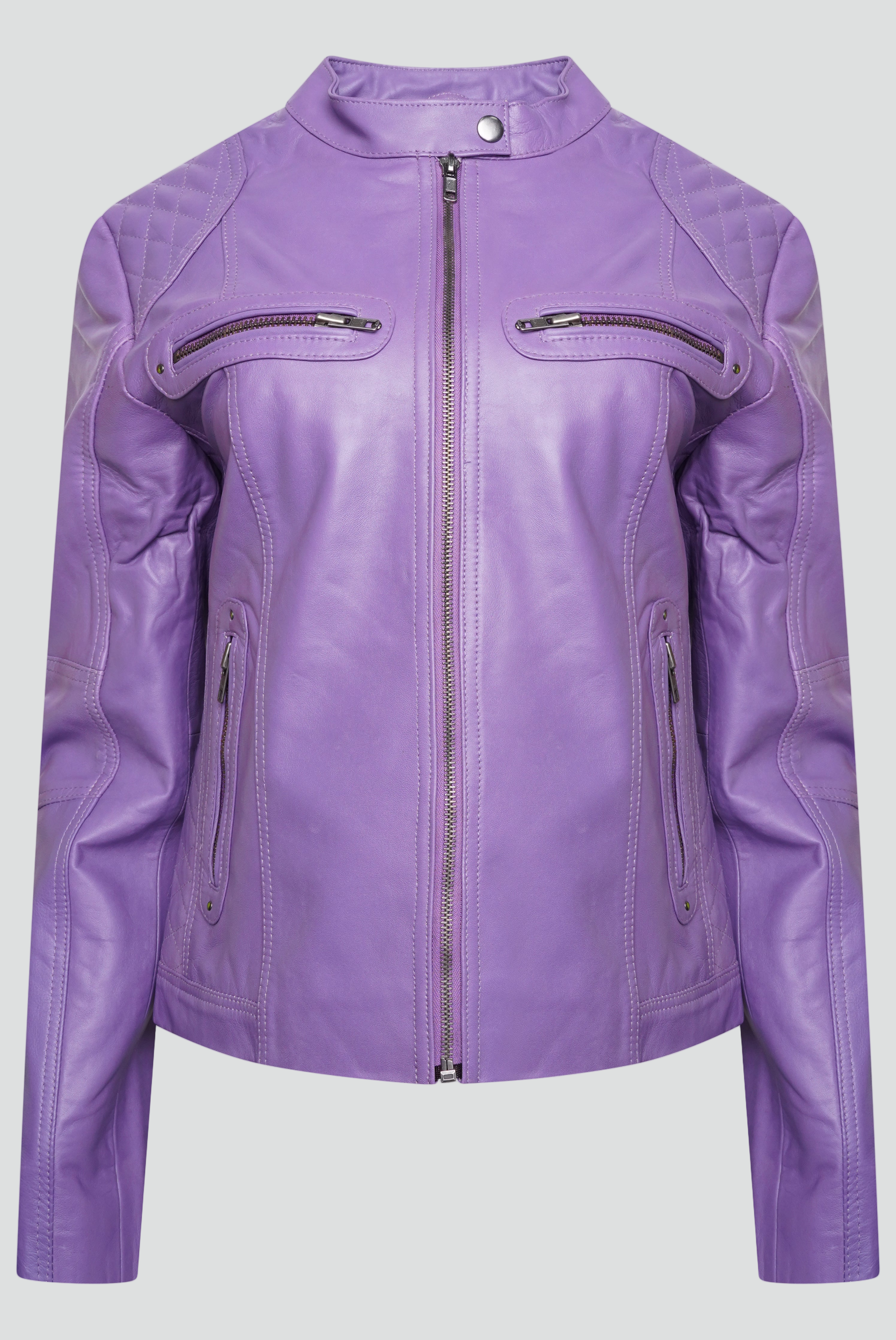 Pelle D’annata Ladies Real Leather Biker Jacket in Purple RRP £279