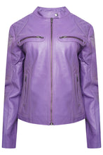 Load image into Gallery viewer, Pelle D’annata Ladies Real Leather Biker Jacket in Purple RRP £279
