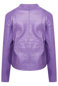 Pelle D’annata Ladies Real Leather Biker Jacket in Purple RRP £279