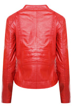 Load image into Gallery viewer, Pelle D’annata Ladies Real Leather Biker Jacket in Red RRP £279
