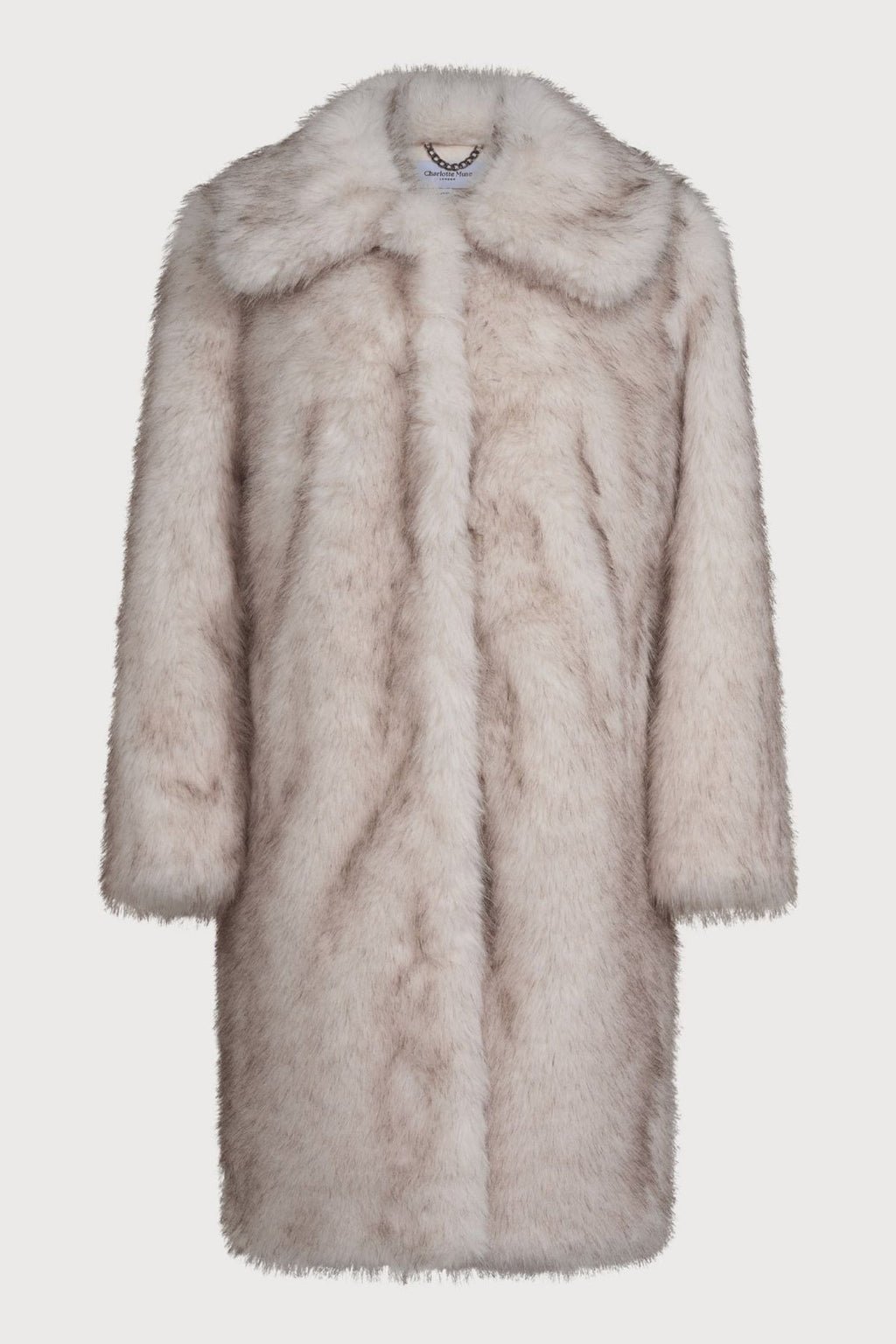 Delphine Long Fur Coat in Ecru