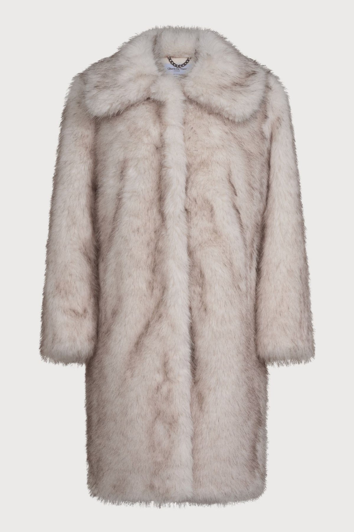 Delphine Long Fur Coat in Ecru