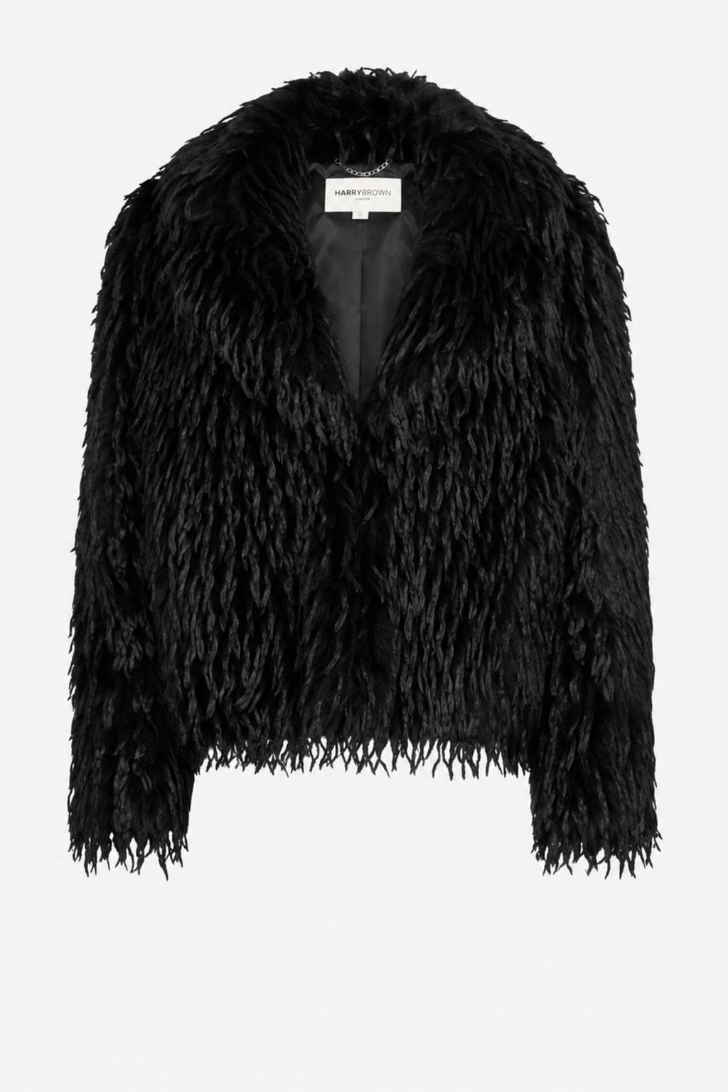 Jayla Boxy Fur Coat in Black