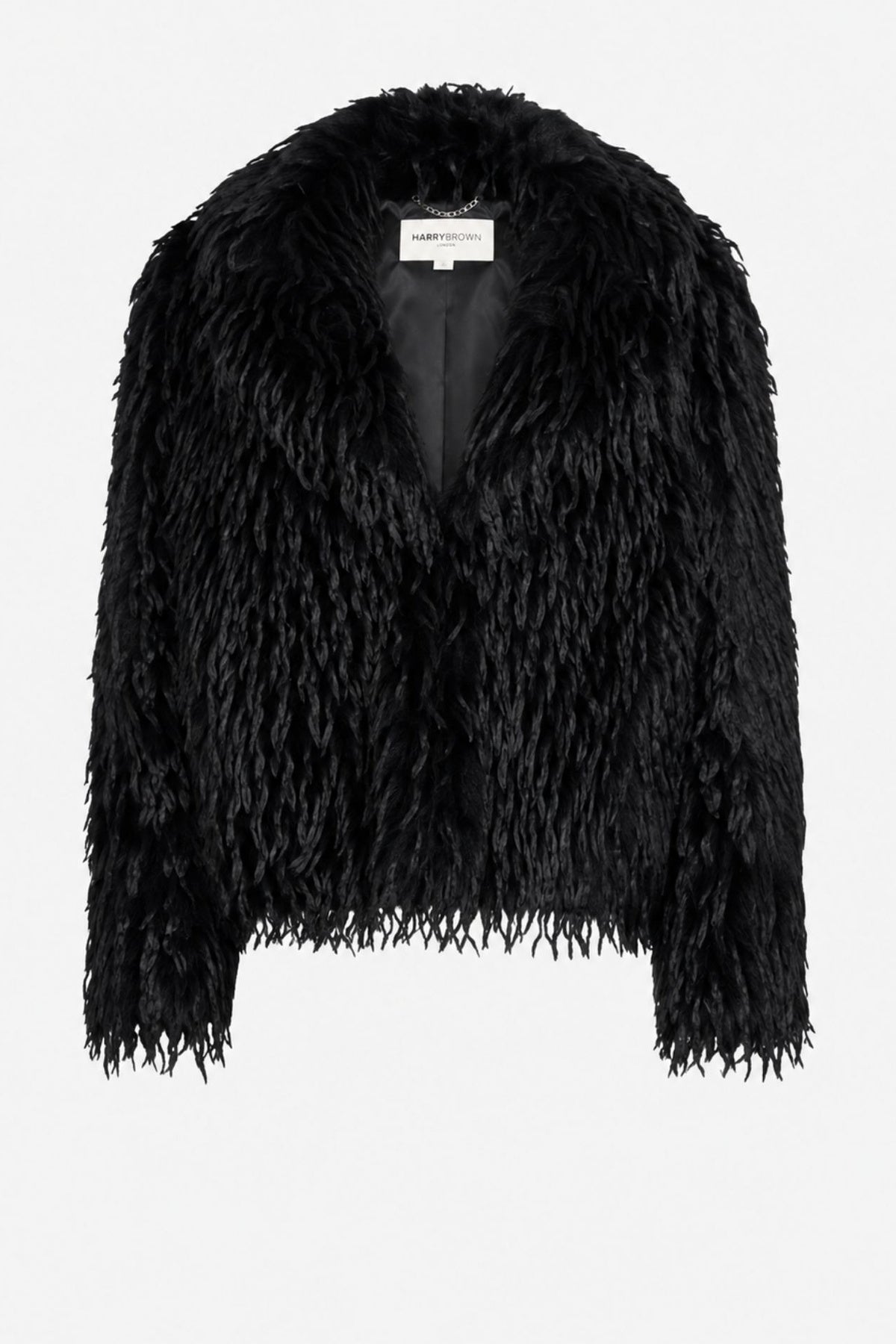 Jayla Boxy Fur Coat in Black
