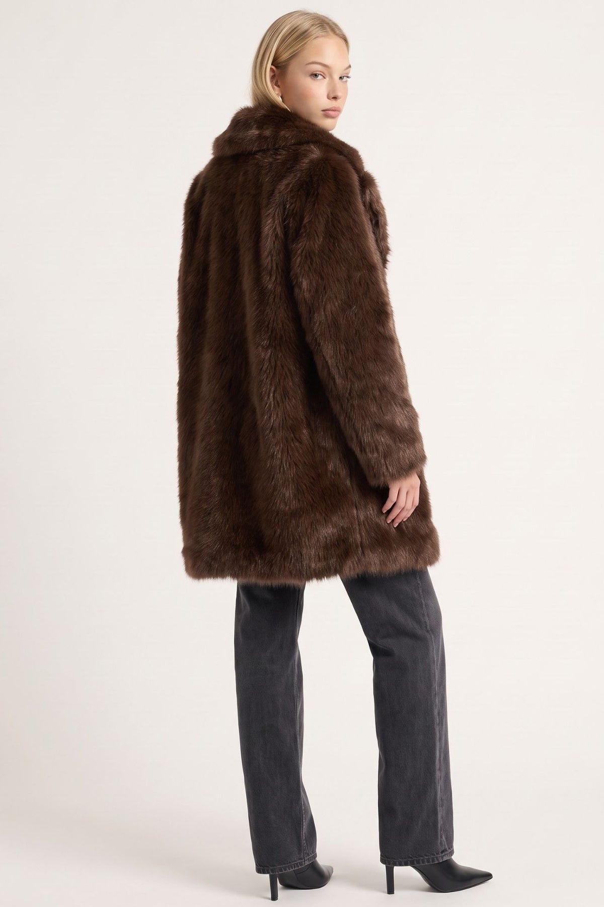 Margaux Long Fur Coat in Brown