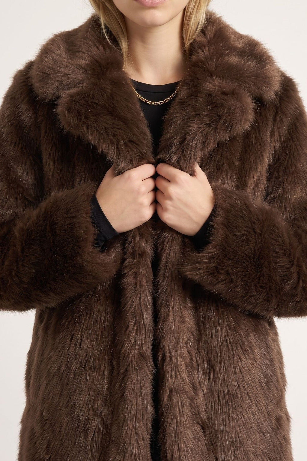 Margaux Long Fur Coat in Brown