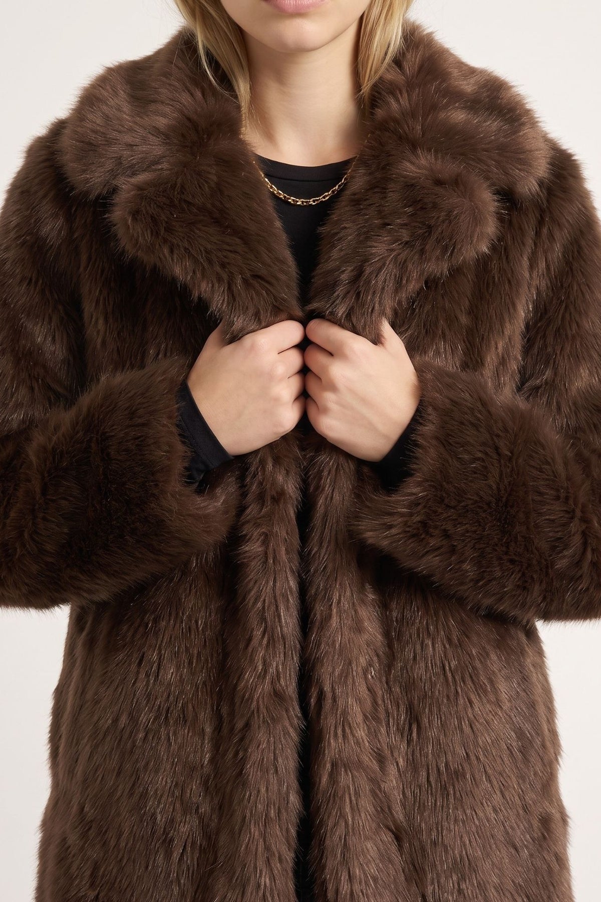 Margaux Long Fur Coat in Brown