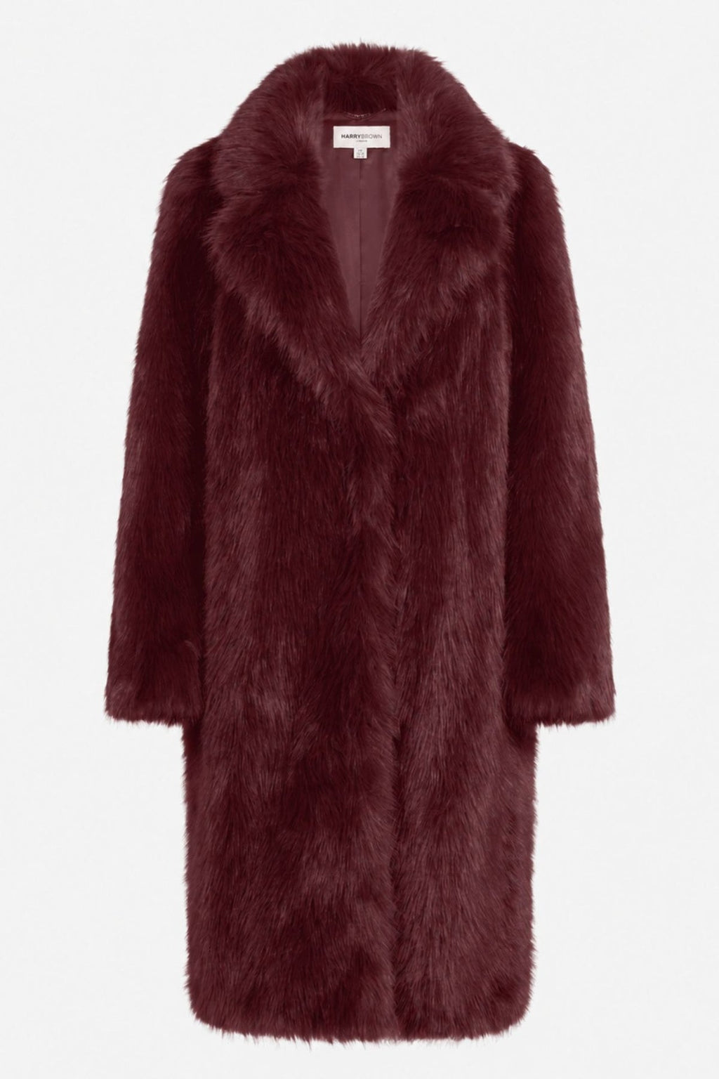 Solene Long Fur Coat in Burgundy