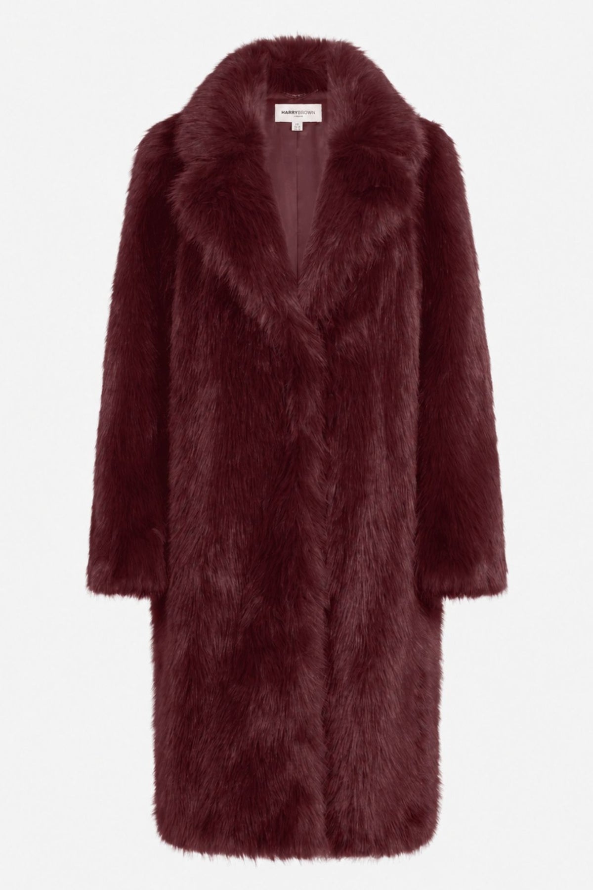 Solene Long Fur Coat in Burgundy