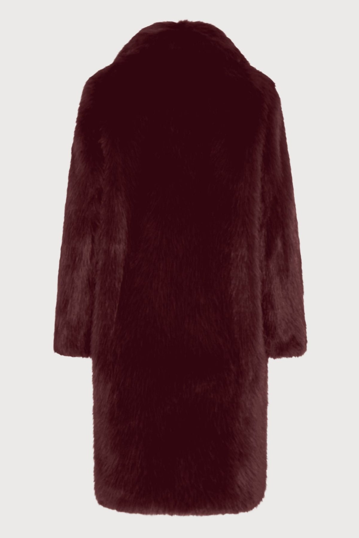 Solene Long Fur Coat in Burgundy