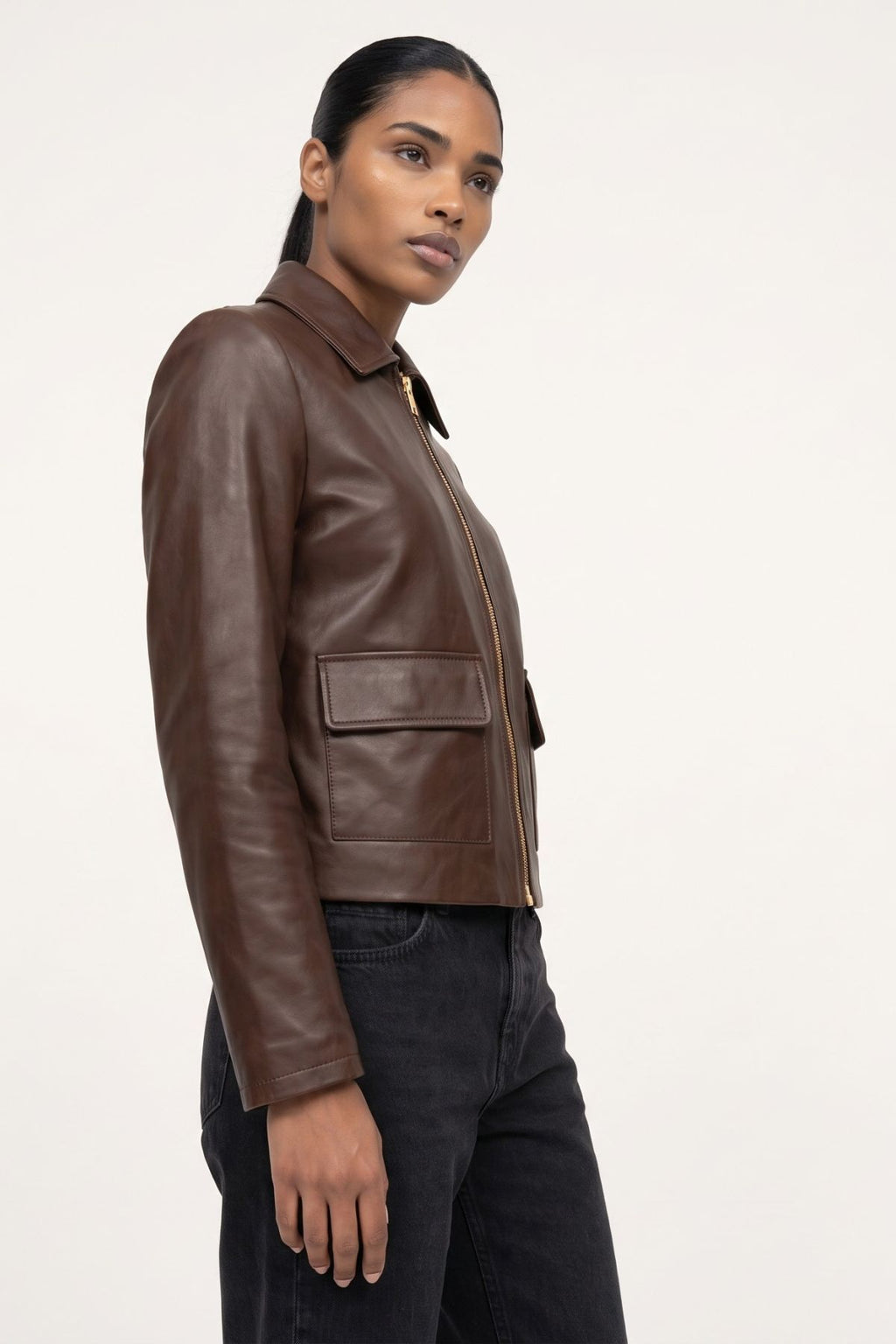 Leather jacket in Chocolate RRP £259