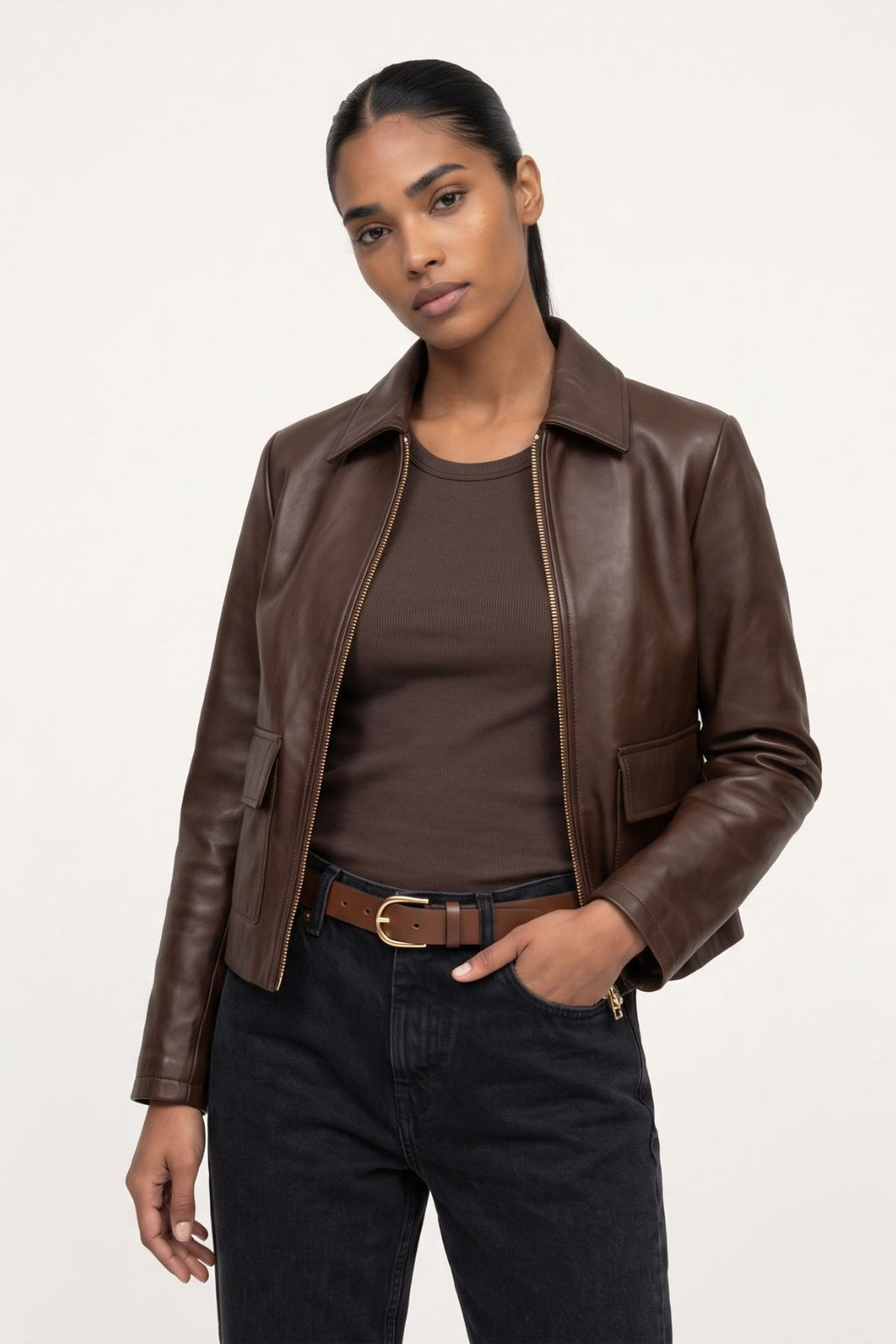 Leather jacket in Chocolate RRP £259
