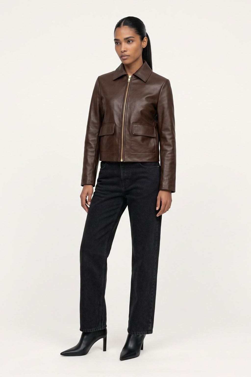 Leather jacket in Chocolate RRP £259