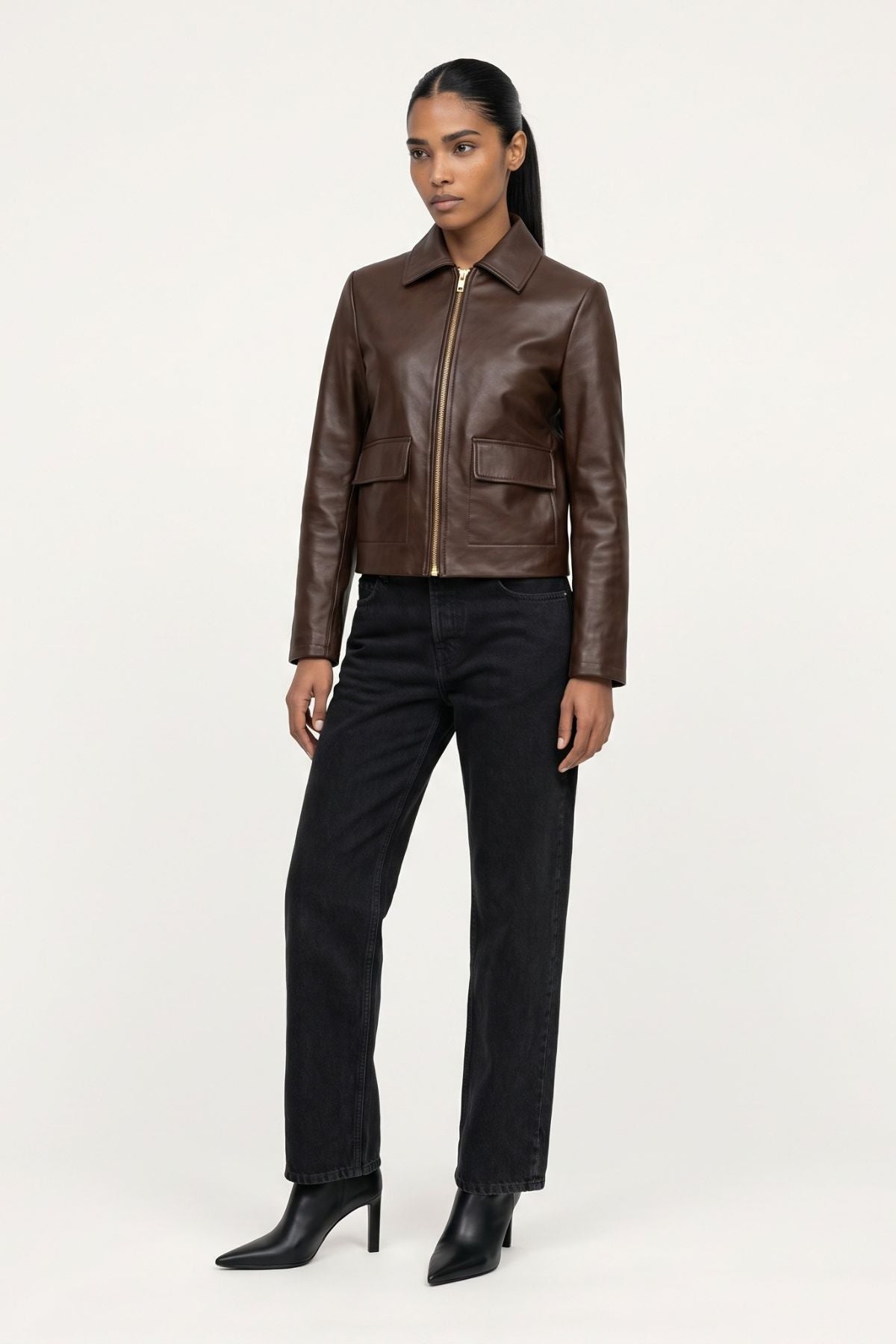 Leather jacket in Chocolate RRP £259