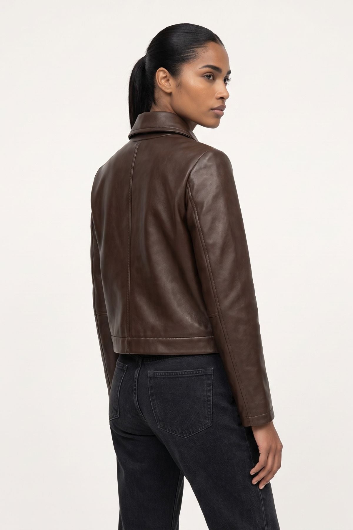 Leather jacket in Chocolate RRP £259
