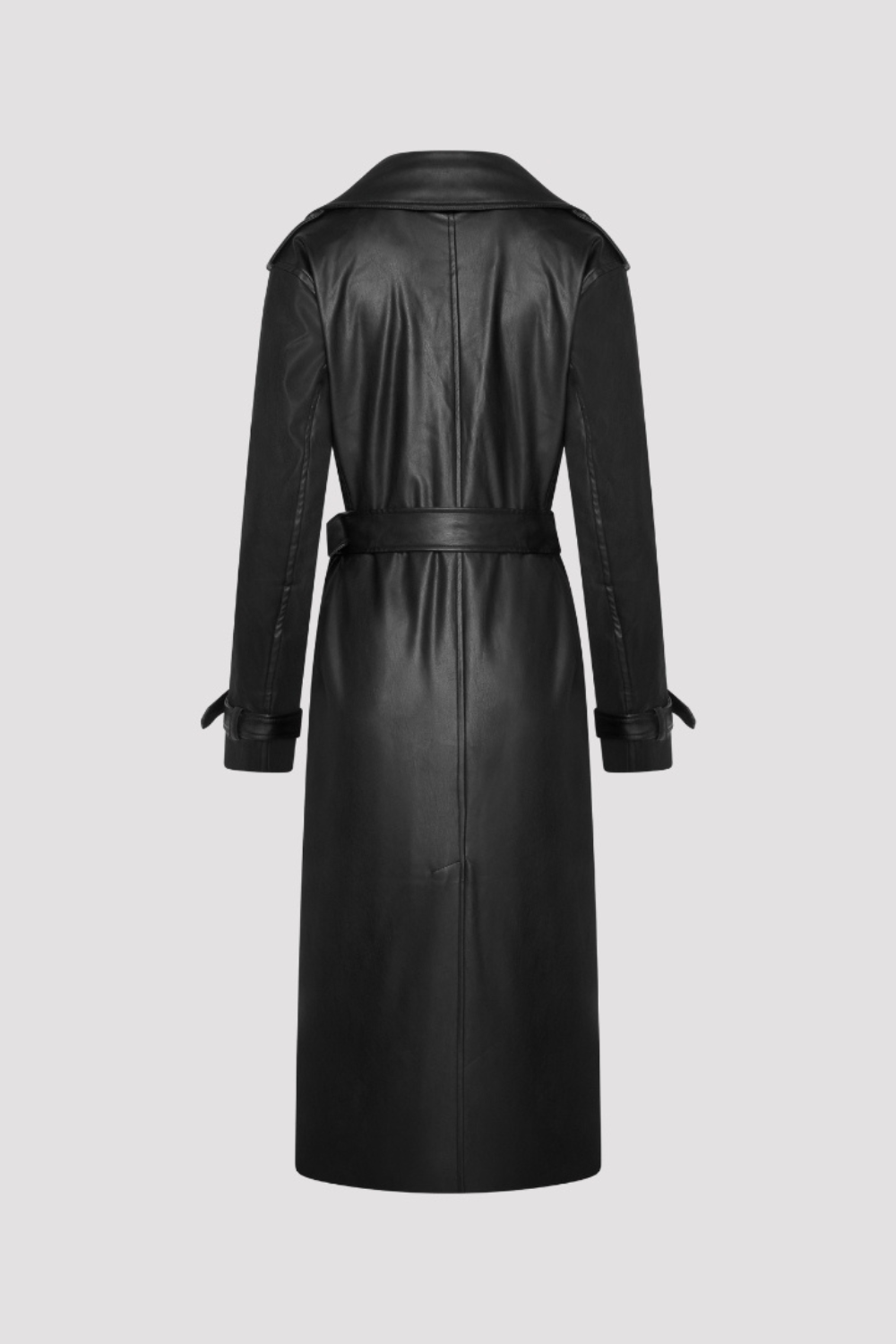 Elle Sophia PU Long Trench Coat in Black RRP £179