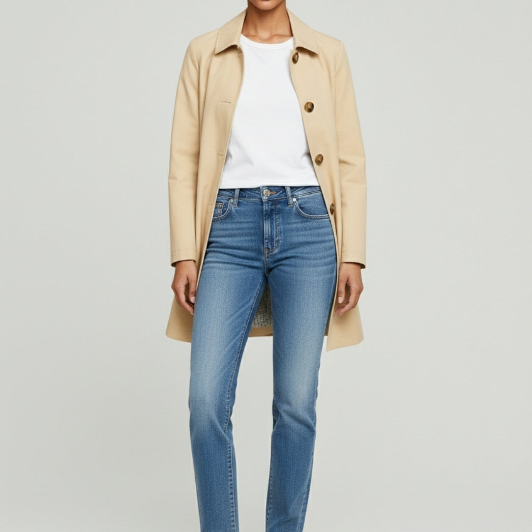 Jennifer Single Breasted Basic Mac in Ivory RRP £159