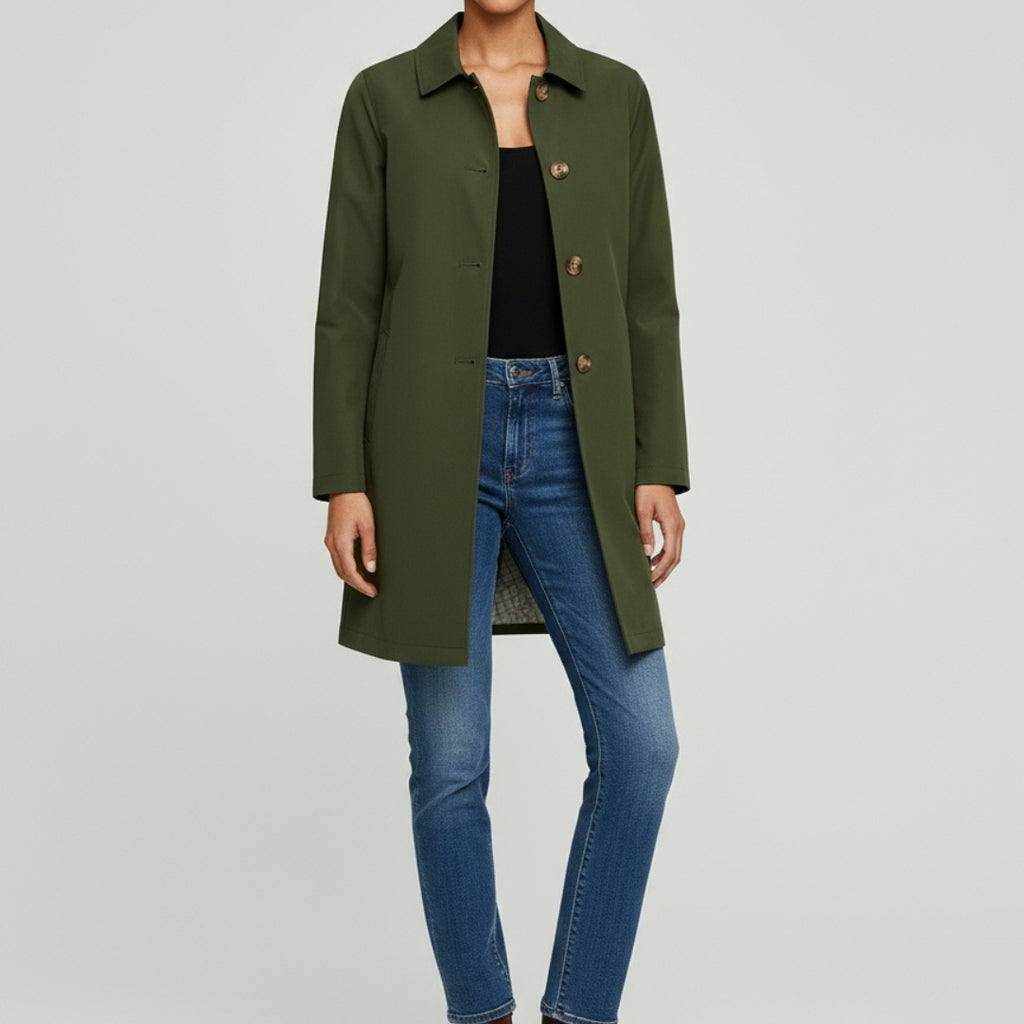 Jennifer Single Breasted Basic Mac in Green RRP £159