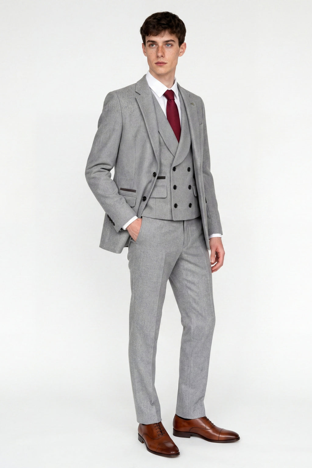 Eton Wool Tweed Suit Trousers in Grey RRP £89