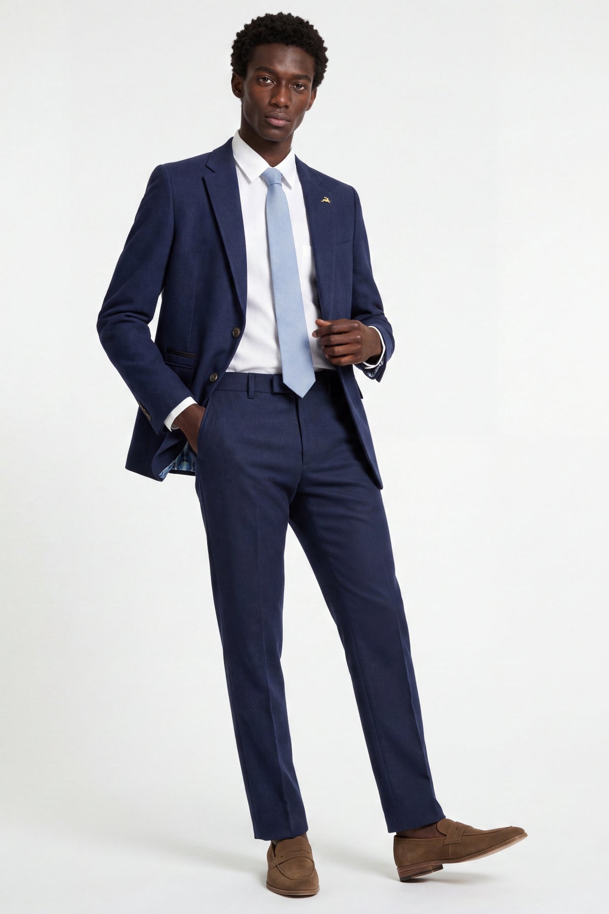 Eton Wool Tweed Suit Trousers in Navy RRP £89