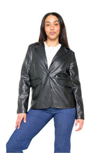 Load image into Gallery viewer, Fawn Nikki Faux Leather Blazer in Black RRP £129
