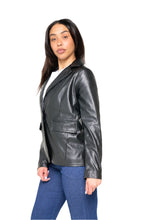 Load image into Gallery viewer, Fawn Nikki Faux Leather Blazer in Black RRP £129
