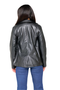 Fawn Nikki Faux Leather Blazer in Black RRP £129