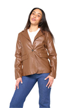 Load image into Gallery viewer, Fawn Nikki Faux Leather Blazer in Brown RRP £129
