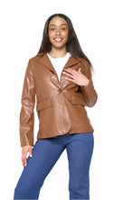 Load image into Gallery viewer, Fawn Nikki Faux Leather Blazer in Brown RRP £129
