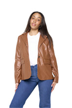 Load image into Gallery viewer, Fawn Nikki Faux Leather Blazer in Brown RRP £129
