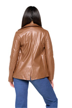 Load image into Gallery viewer, Fawn Nikki Faux Leather Blazer in Brown RRP £129
