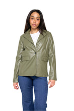 Load image into Gallery viewer, Fawn Nikki Faux Leather Blazer in Olive  RRP £129
