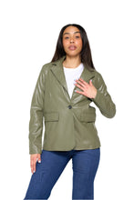 Load image into Gallery viewer, Fawn Nikki Faux Leather Blazer in Olive  RRP £129
