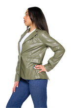 Load image into Gallery viewer, Fawn Nikki Faux Leather Blazer in Olive  RRP £129
