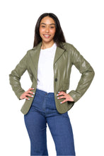 Load image into Gallery viewer, Fawn Nikki Faux Leather Blazer in Olive  RRP £129
