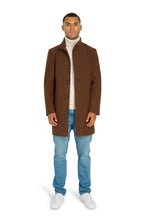 Load image into Gallery viewer, George Wool Melton Coat with Funnel Neck in Brown RRP £179
