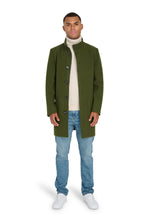 Load image into Gallery viewer, George Wool Melton Coat with Funnel Neck in Khaki RRP £179
