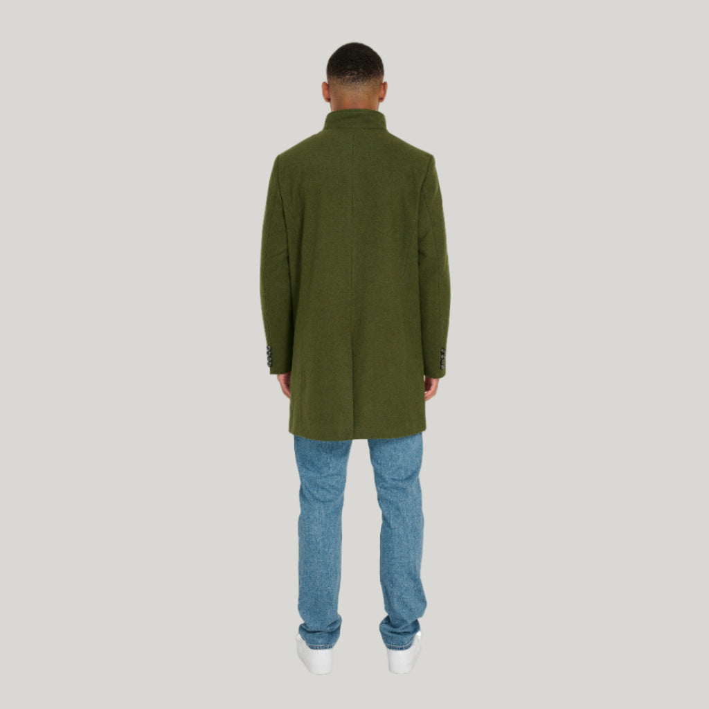 George Wool Melton Coat with Funnel Neck in Khaki RRP £179