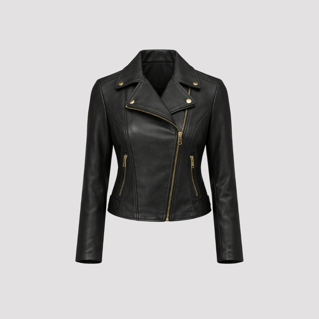 Leather Biker Jacket in Black RRP £259