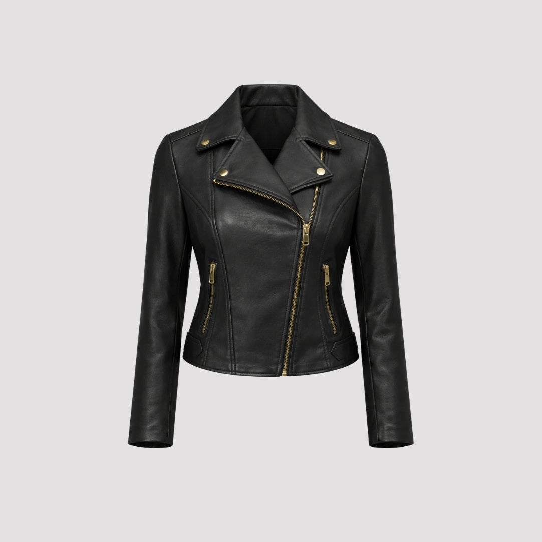 Leather Biker Jacket in Black RRP £259