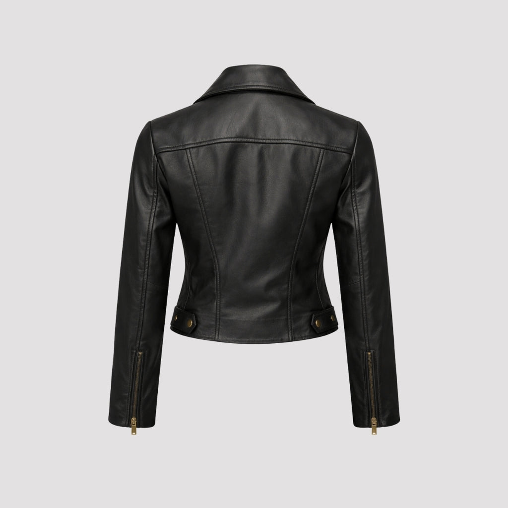 Leather Biker Jacket in Black RRP £259