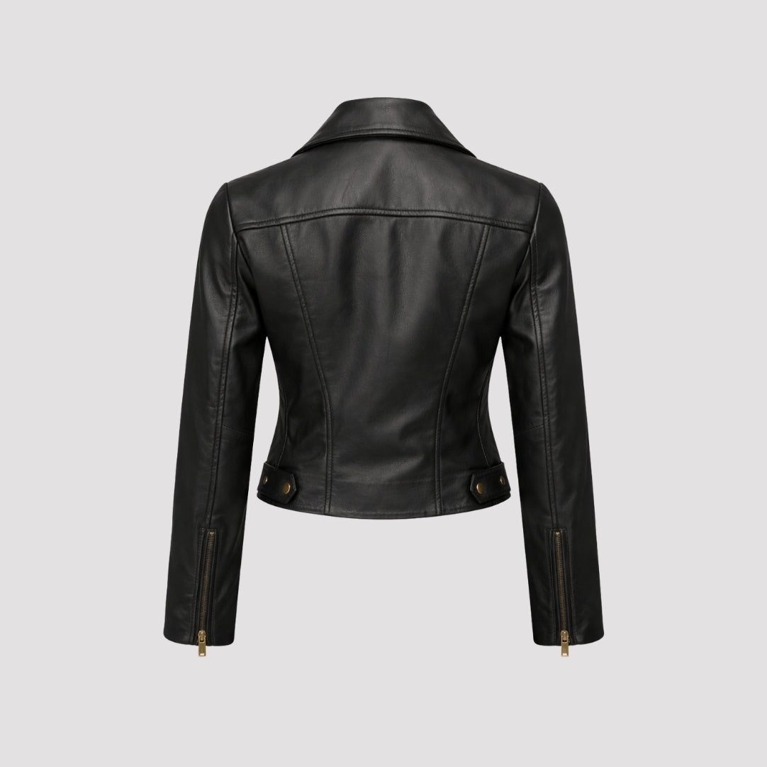Leather Biker Jacket in Black RRP £259