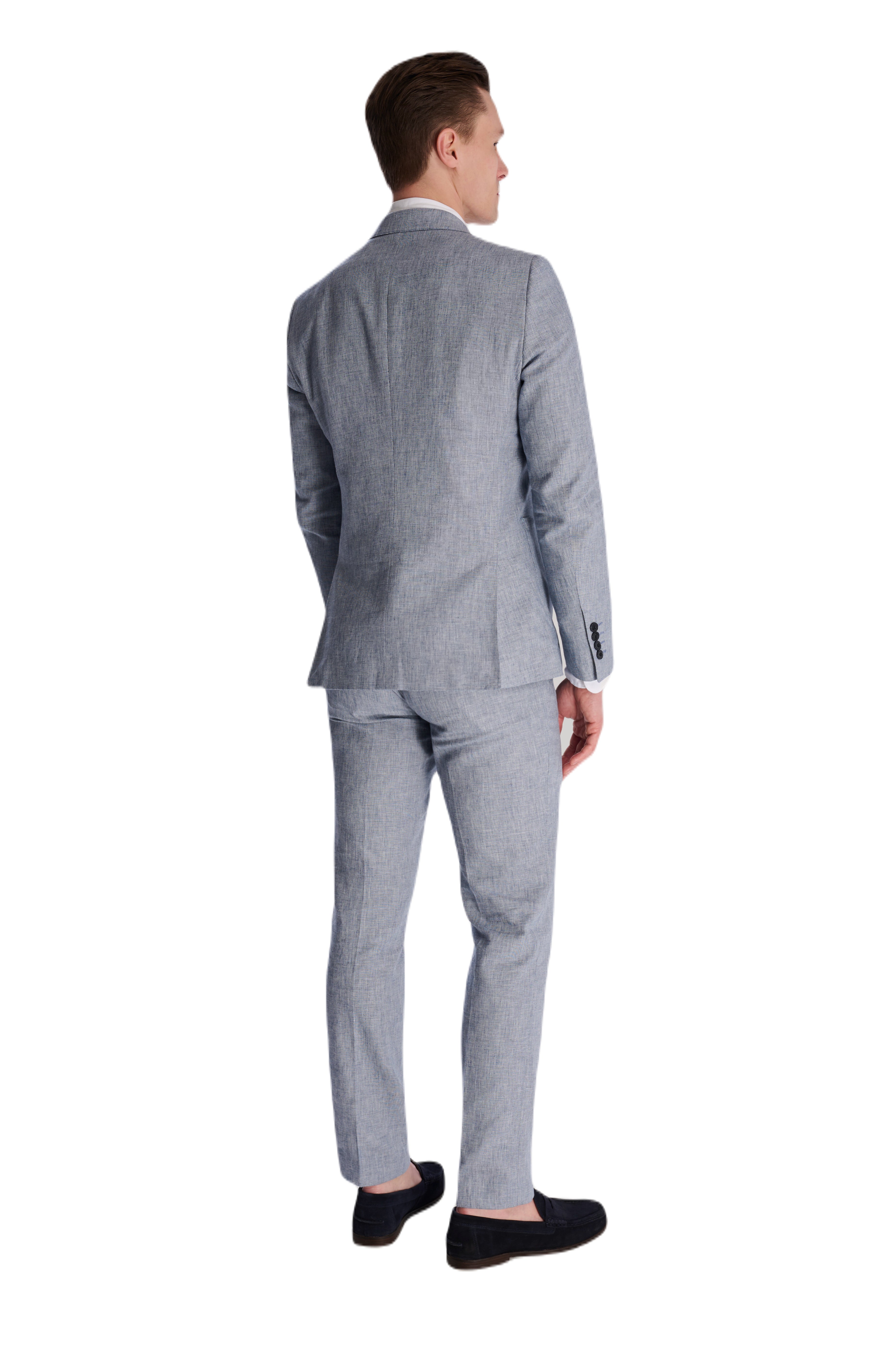 Giacomo Cotton Linen Double Breasted Suit Jacket in Chambray RRP £139