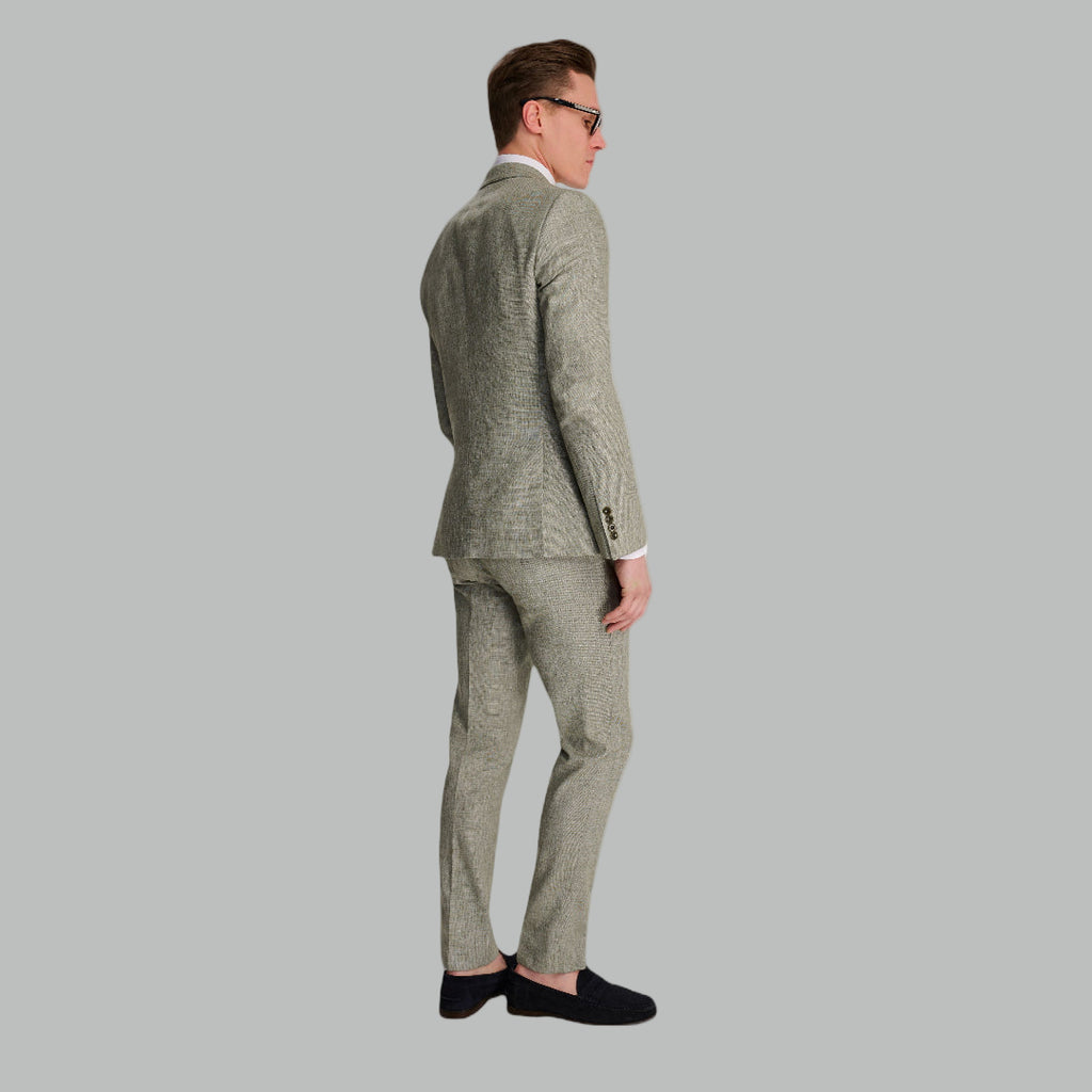 Giacomo Cotton Linen Double Breasted Suit Jacket in Green RRP £139