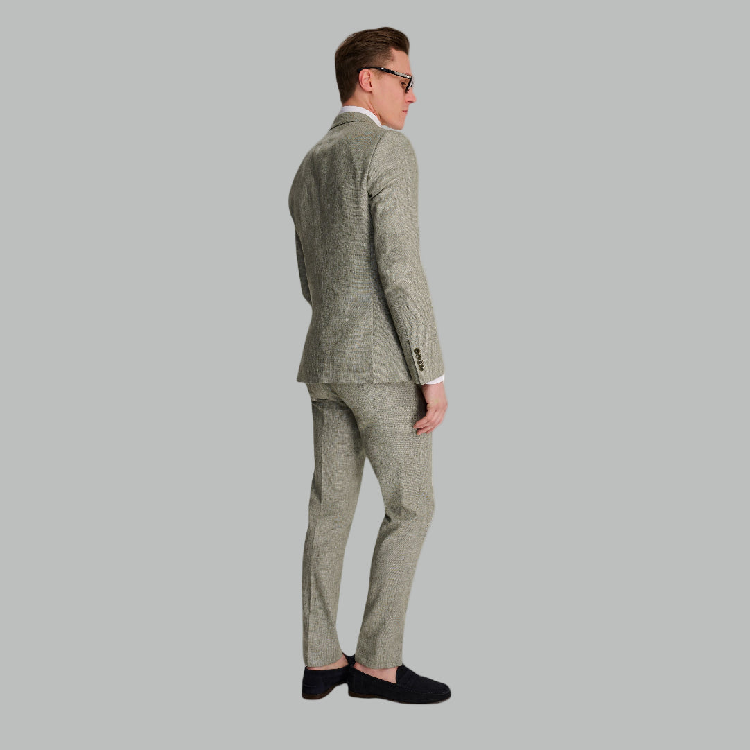 Giacomo Cotton Linen Double Breasted Suit Jacket in Green RRP £139