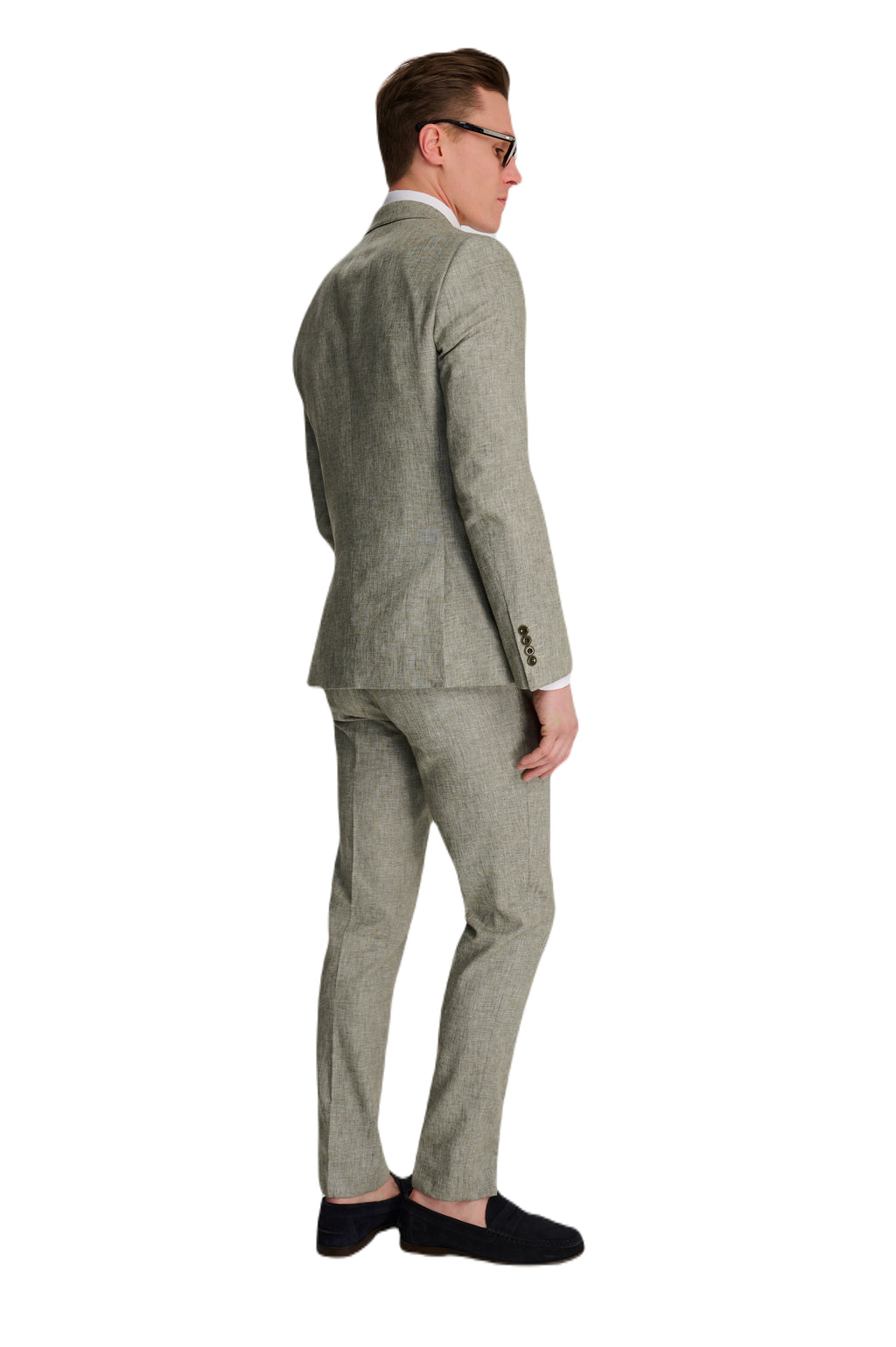 Giacomo Cotton Linen Double Breasted Suit Jacket in Green RRP £139